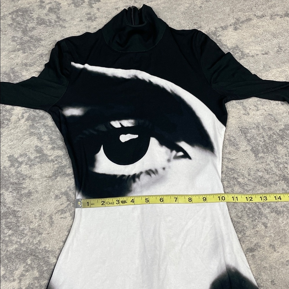 Balmain Bodycon Long Dress with Face Print Stretch Hourglass Black Sz 34 - Picture 9 of 14